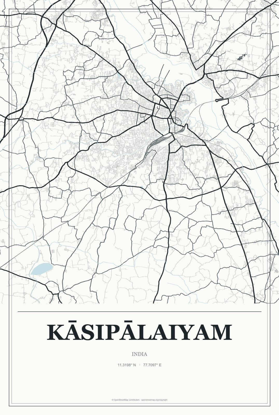 Kāsipālaiyam, India City Map Aluminum Sign in Gallery Air style