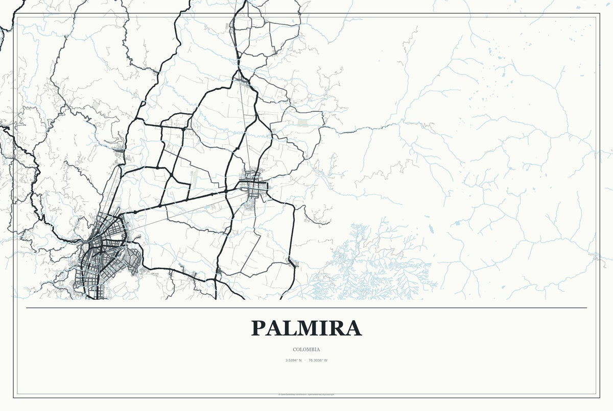 Palmira, Colombia City Map Aluminum Sign in Gallery Air style