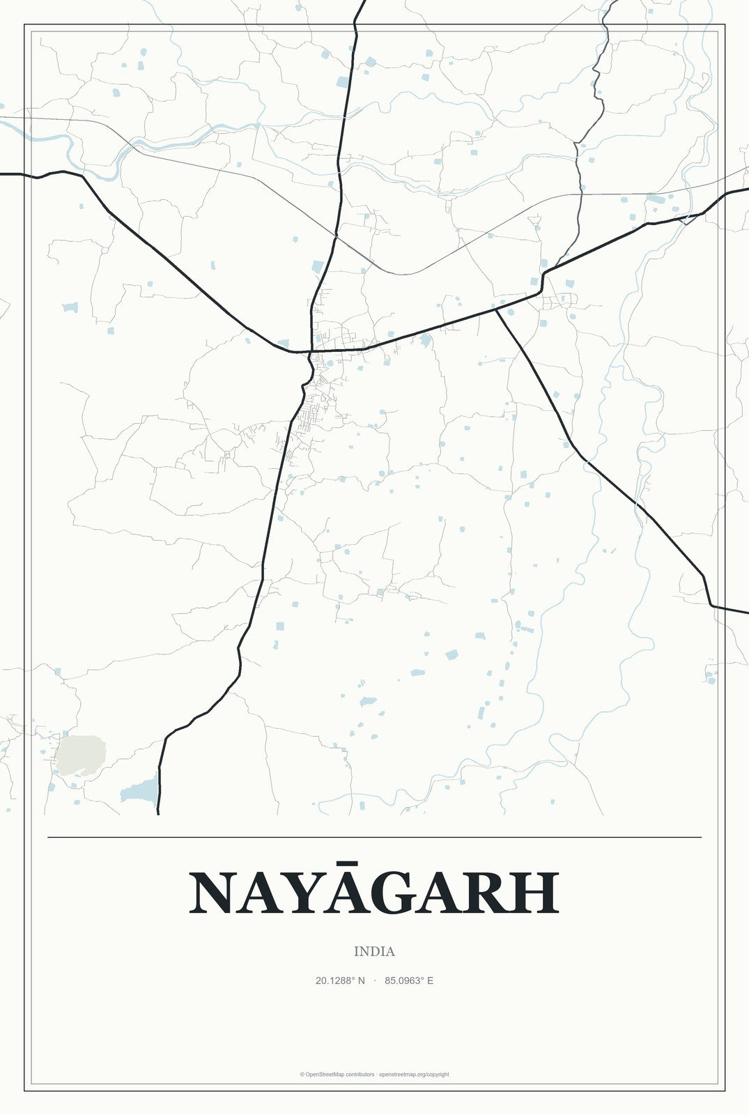 Nayāgarh, India City Map Aluminum Sign in Gallery Air style