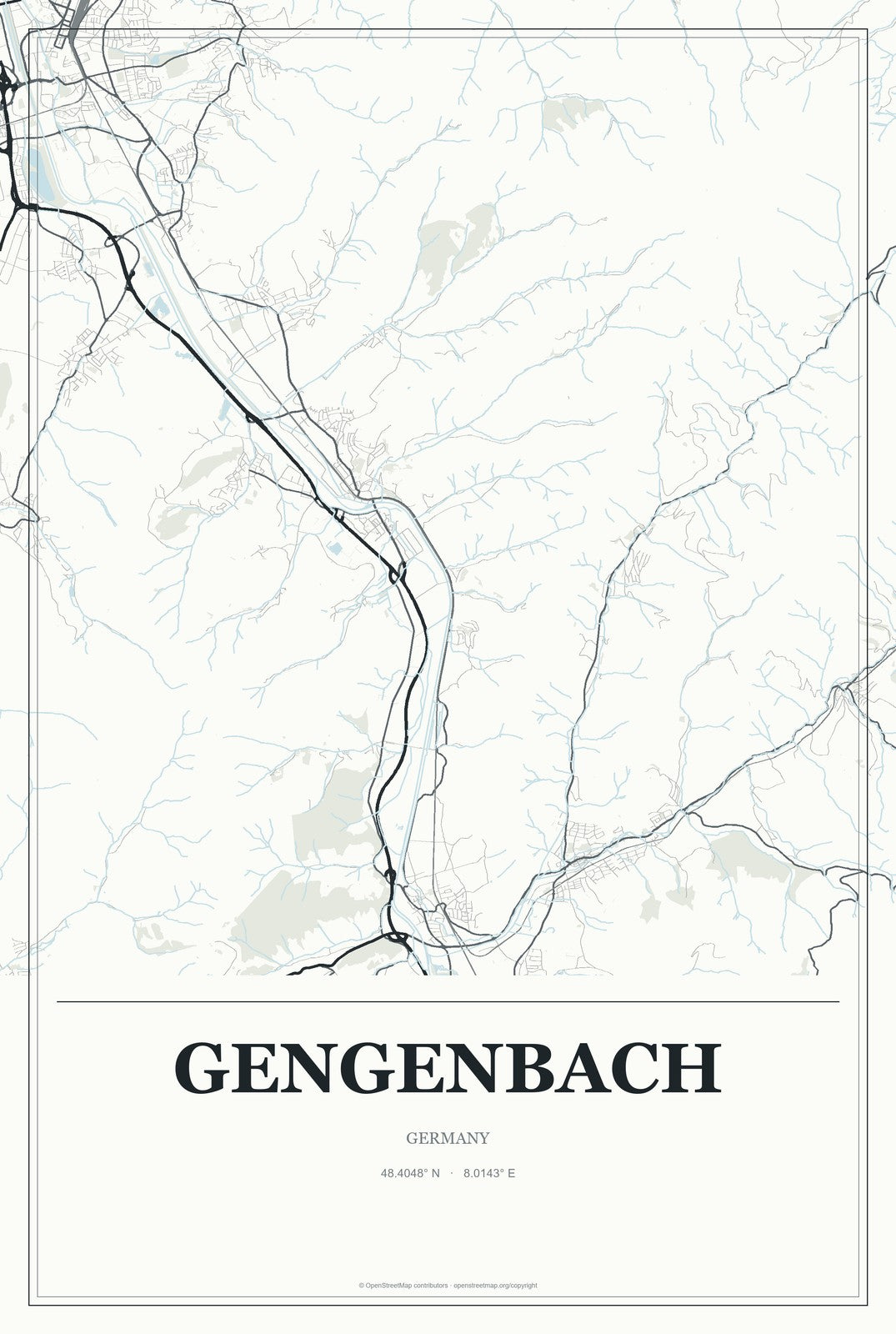 Gengenbach, Germany City Map Aluminum Sign in Gallery Air style