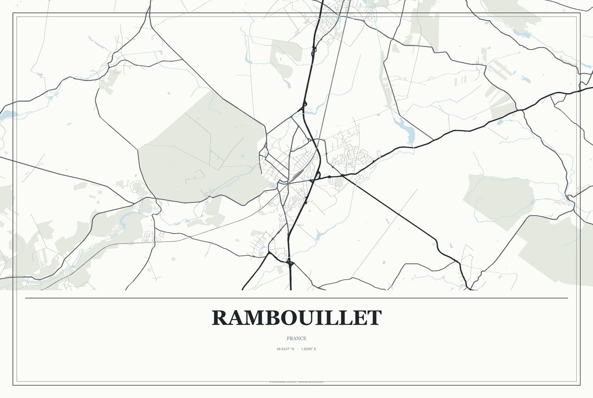 Rambouillet, France City Map Aluminum Sign in Gallery Air style