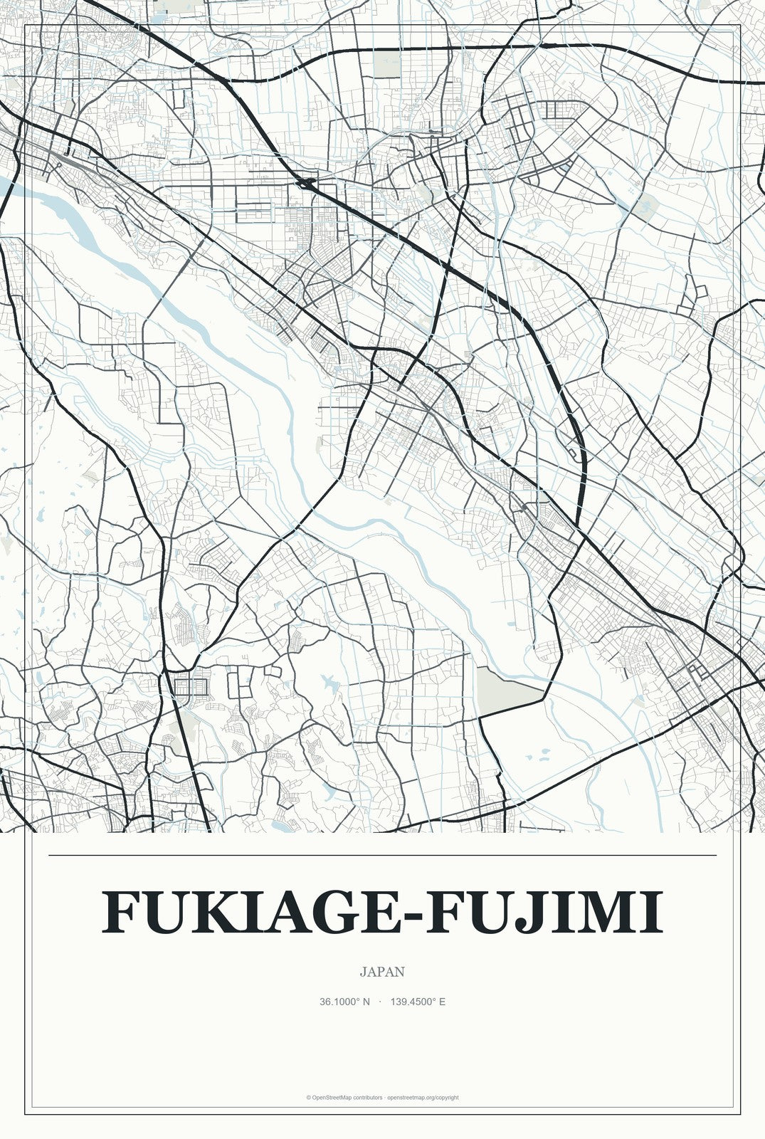 Fukiage-fujimi, Japan City Map Aluminum Sign in Gallery Air style