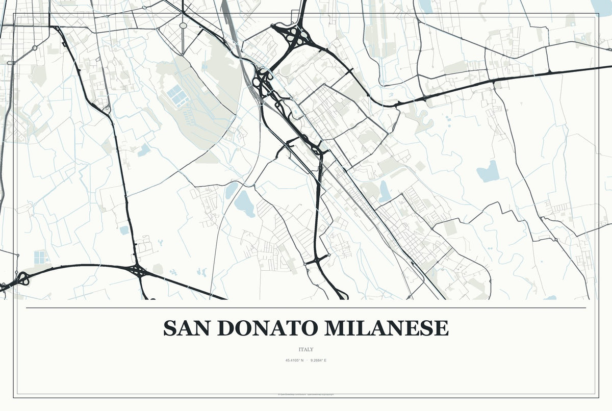 San Donato Milanese, Italy City Map Aluminum Sign in Gallery Air style