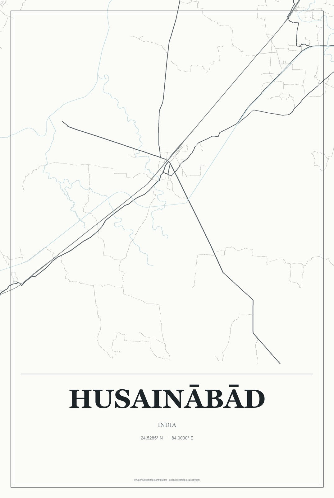 Husainābād, India City Map Aluminum Sign in Gallery Air style
