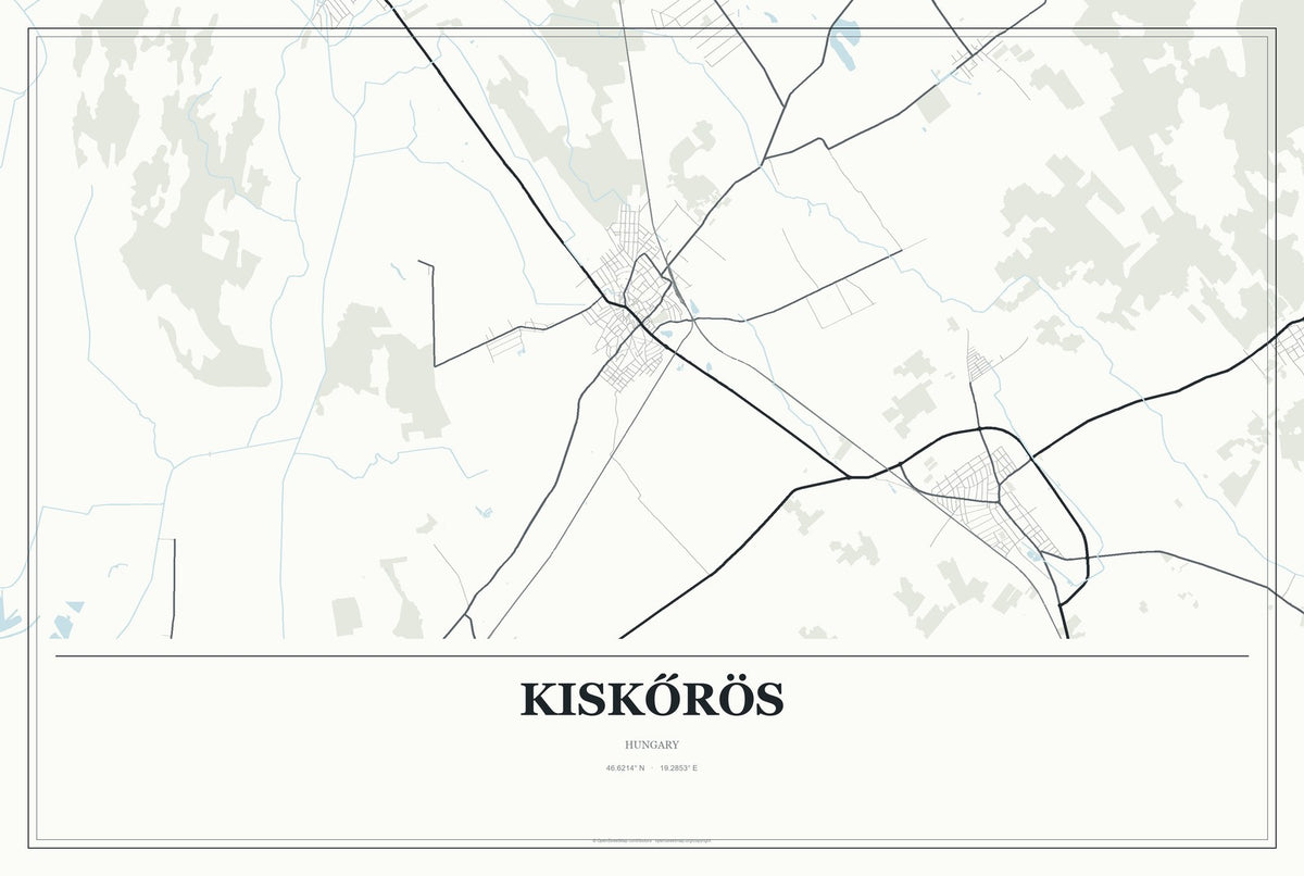 Kiskőrös, Hungary City Map Aluminum Sign in Gallery Air style