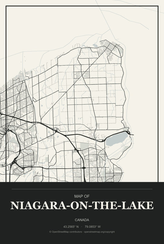 Niagara-on-the-Lake, Canada City Map Aluminum Sign in Museum Plaque style