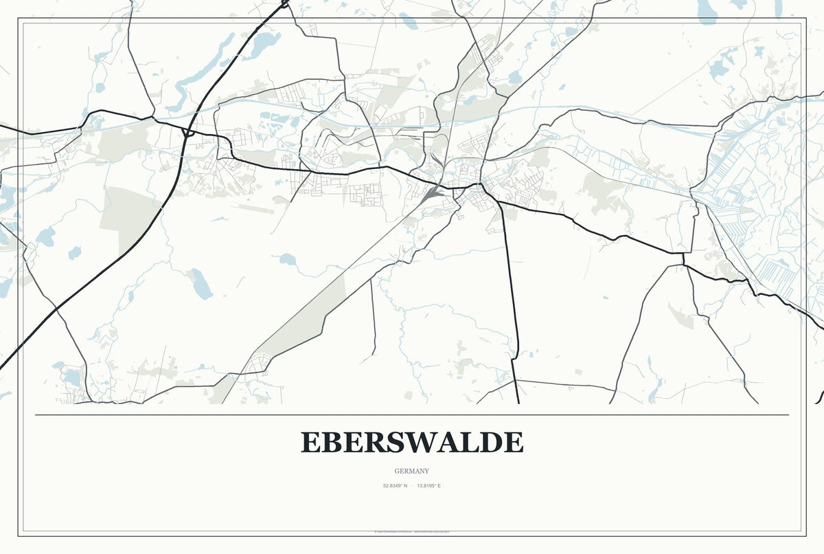 Eberswalde, Germany City Map Aluminum Sign in Gallery Air style