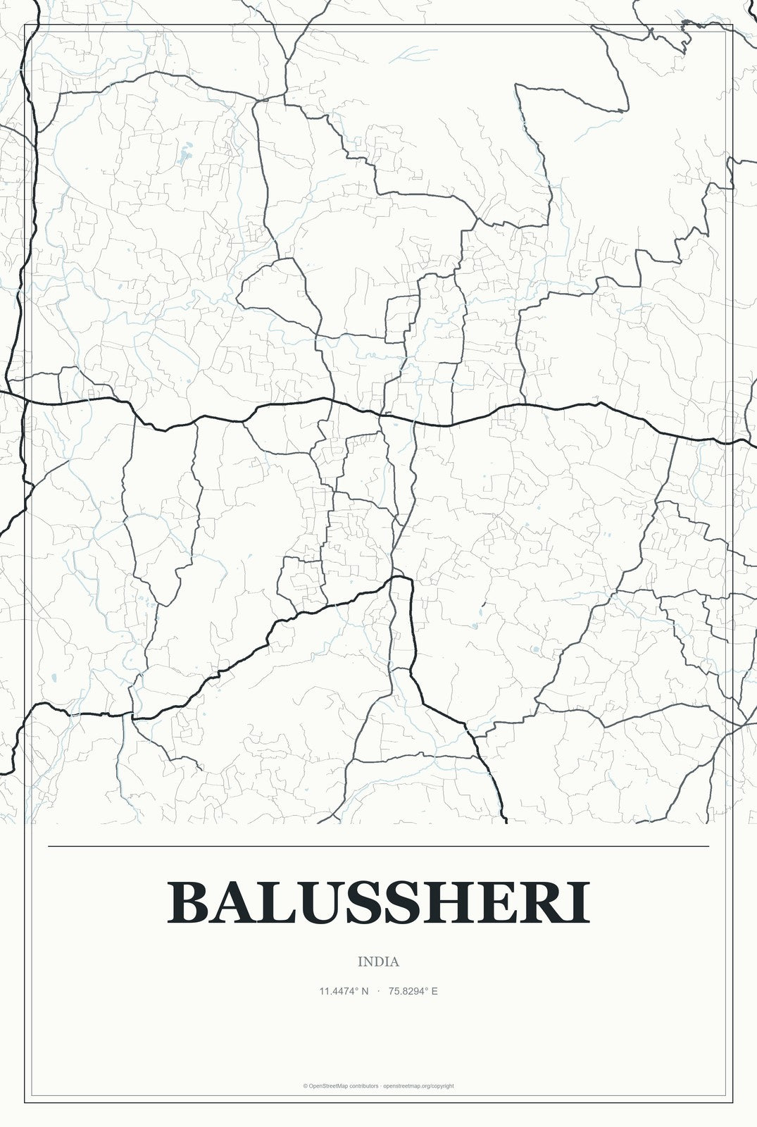 Balussheri, India City Map Aluminum Sign in Gallery Air style