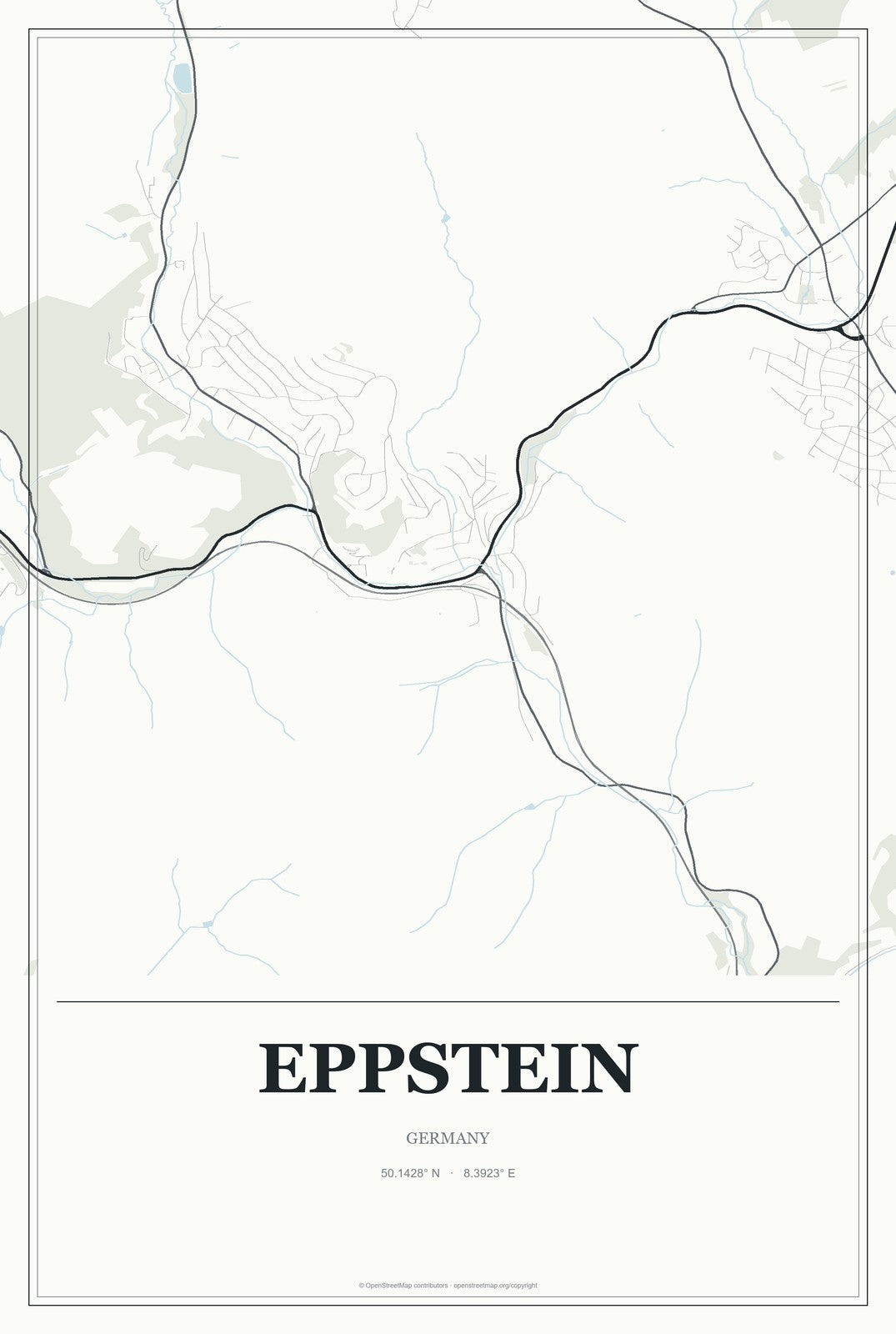 Eppstein, Germany City Map Aluminum Sign in Gallery Air style