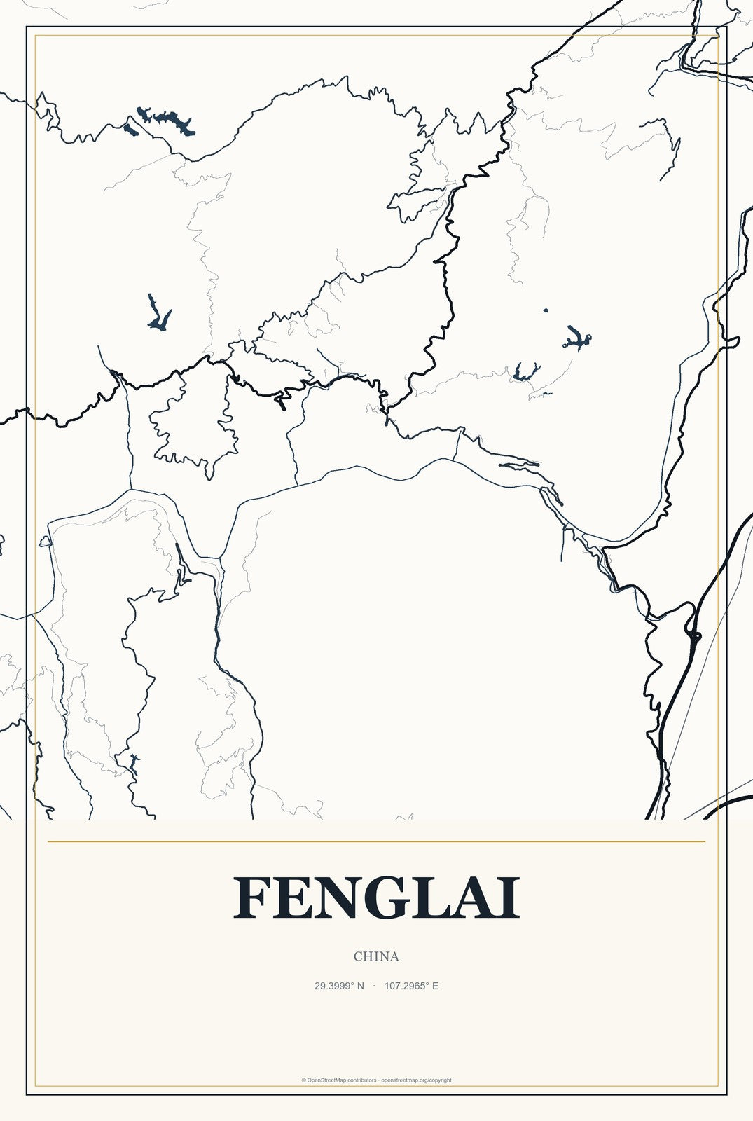 Fenglai, China City Map Aluminum Sign in Citrine Modern style