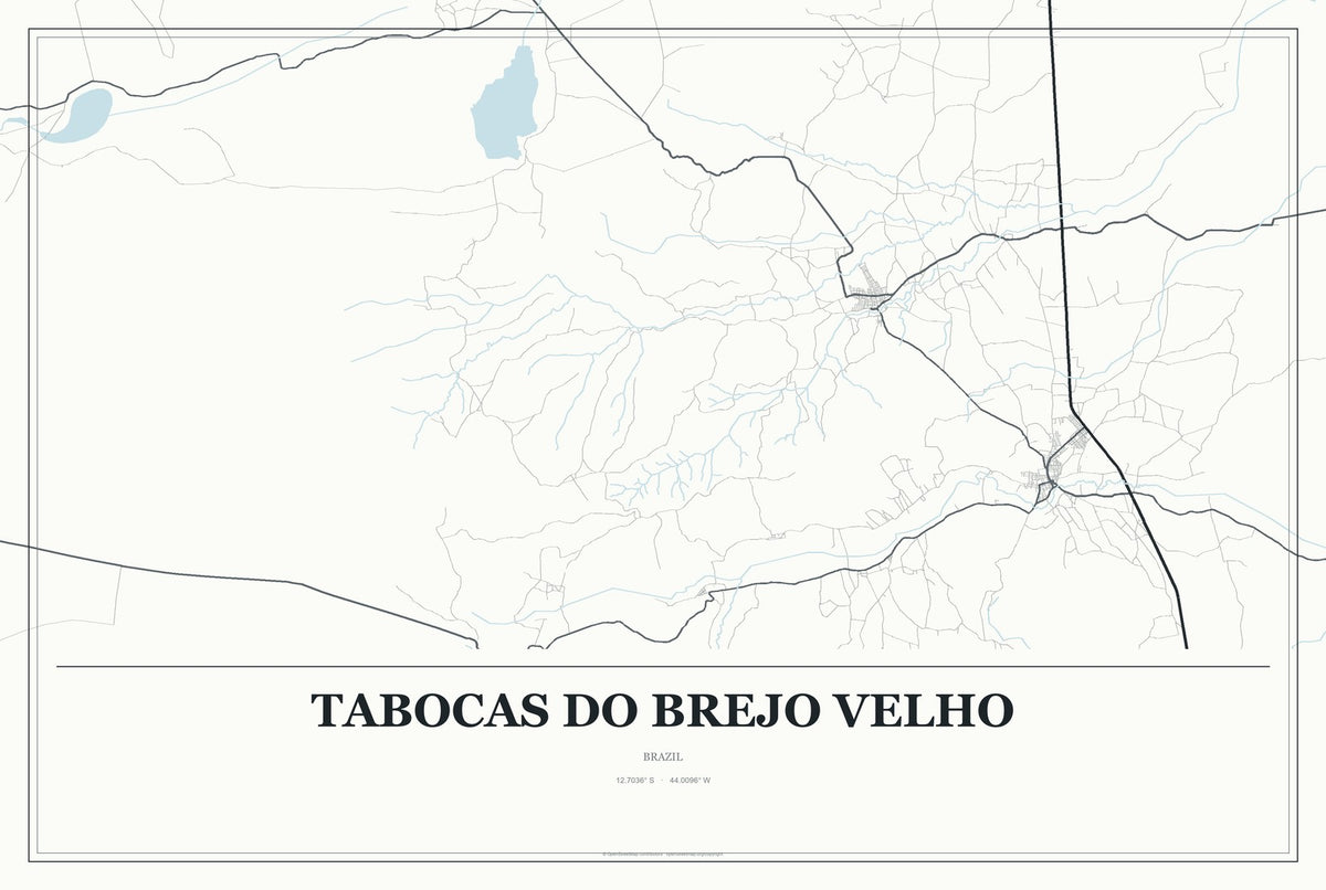 Tabocas do Brejo Velho, Brazil City Map Aluminum Sign in Gallery Air style