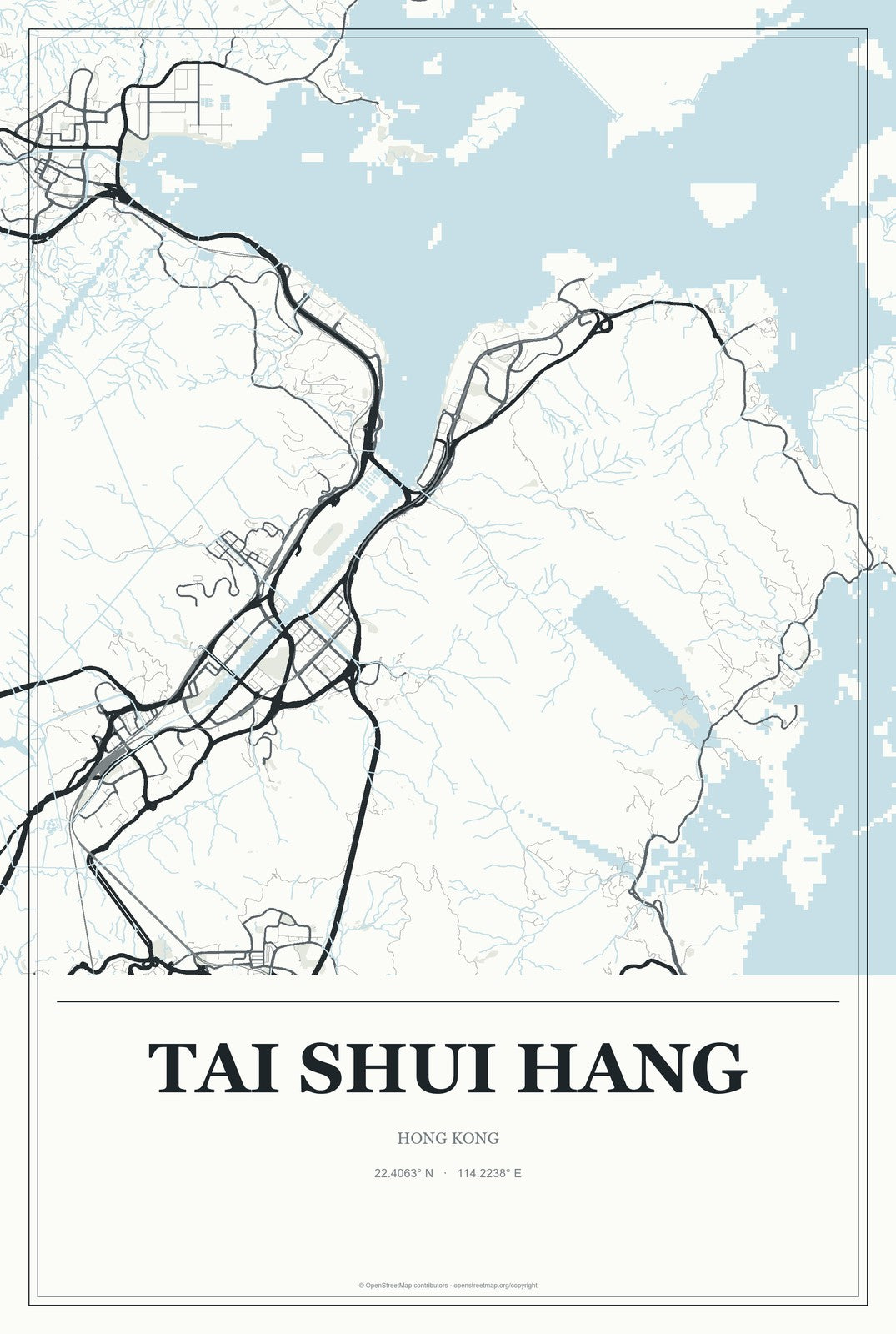 Tai Shui Hang, Hong Kong City Map Aluminum Sign in Gallery Air style