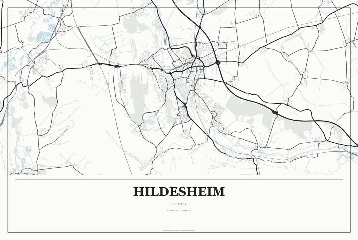 Hildesheim, Germany City Map Aluminum Sign in Gallery Air style