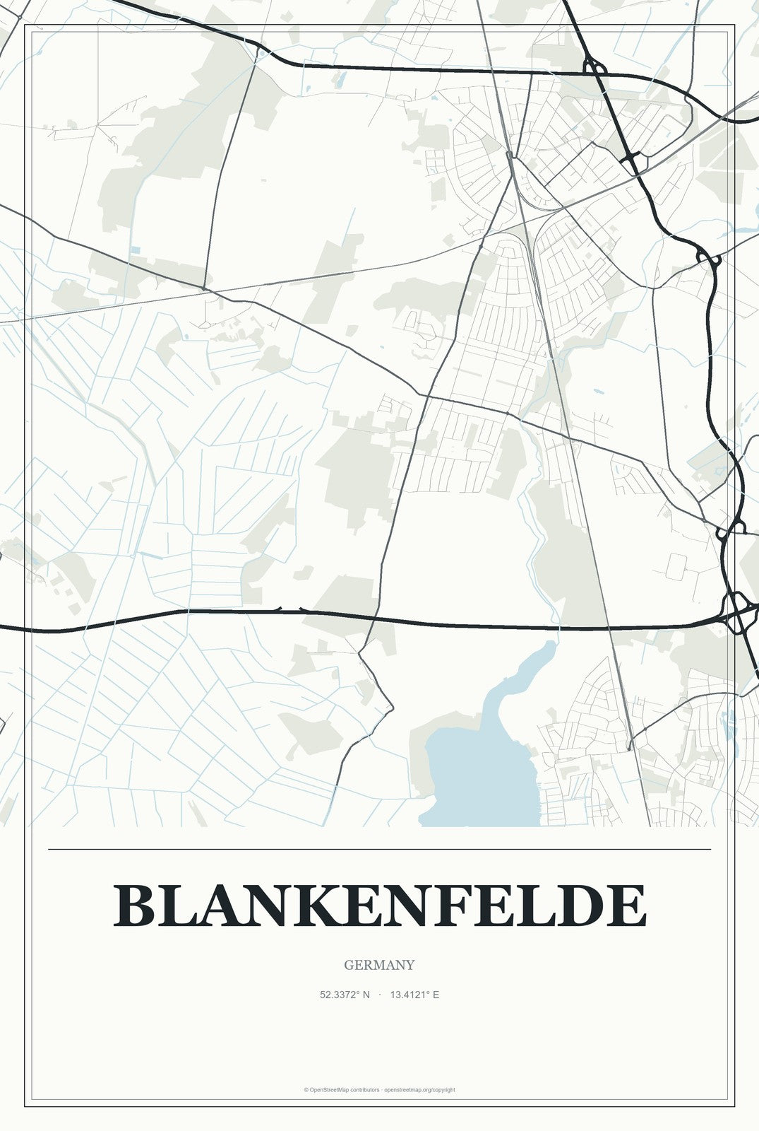 Blankenfelde, Germany City Map Aluminum Sign in Gallery Air style