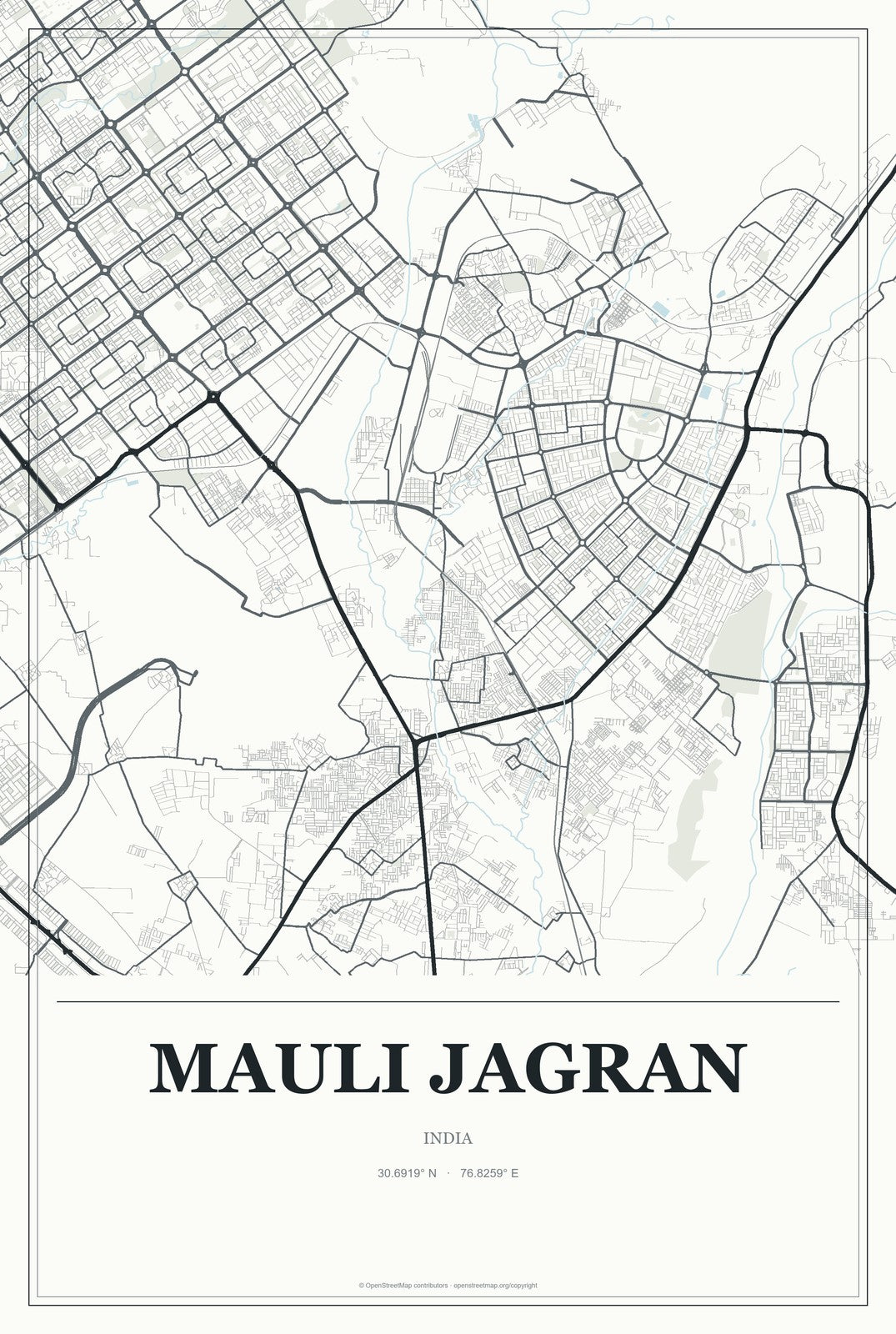 Mauli Jagran, India City Map Aluminum Sign in Gallery Air style