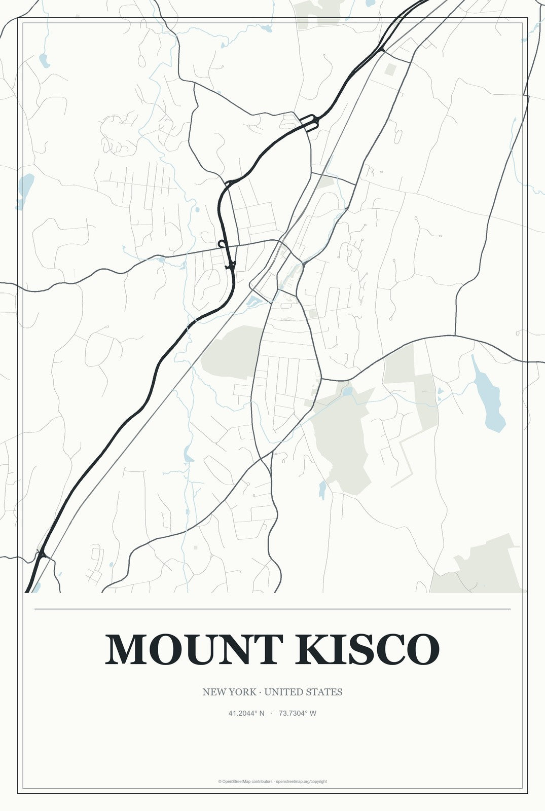 Mount Kisco, New York City Map Aluminum Sign in Gallery Air style