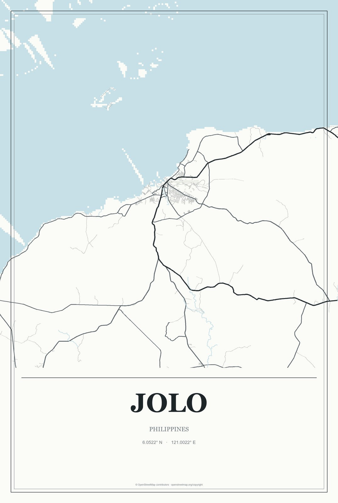 Jolo, Philippines City Map Aluminum Sign in Gallery Air style