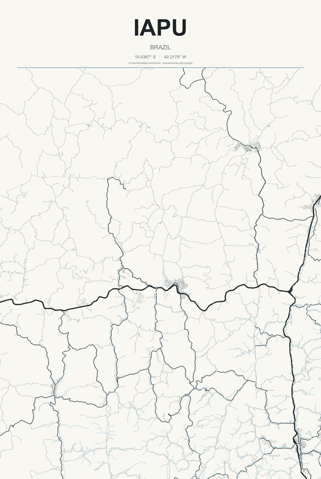 Iapu, Brazil City Map Aluminum Sign in Headline Atlas style