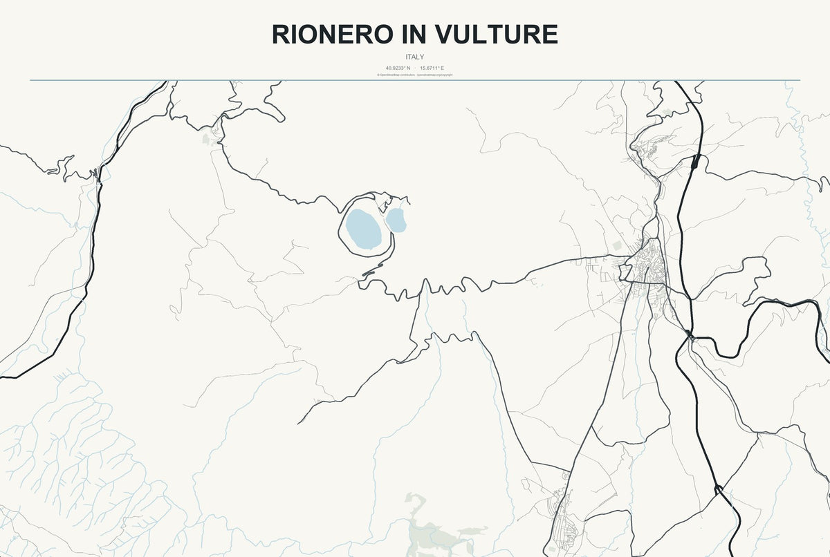 Rionero in Vulture, Italy City Map Aluminum Sign in Headline Atlas style