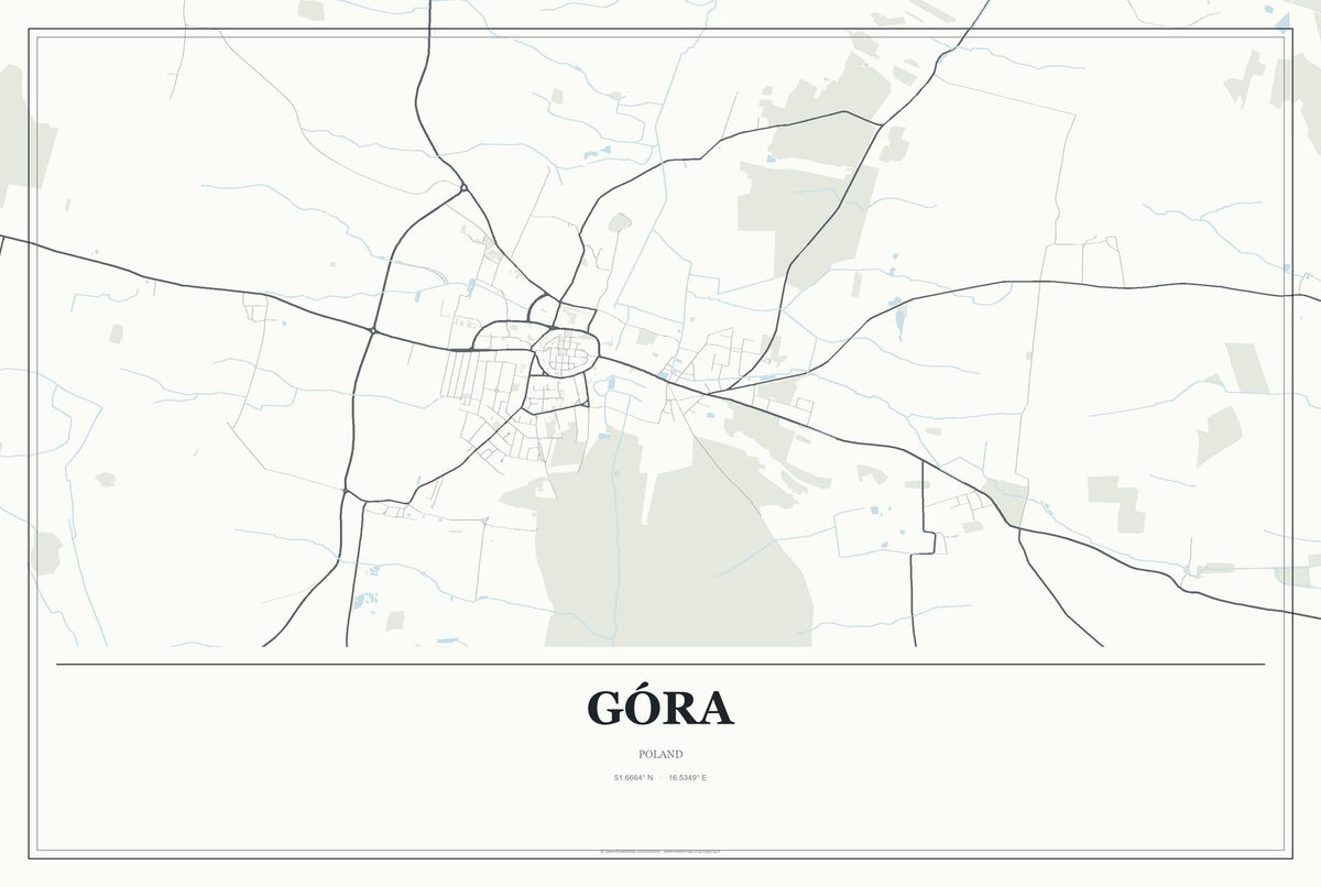 Góra, Poland City Map Aluminum Sign in Gallery Air style