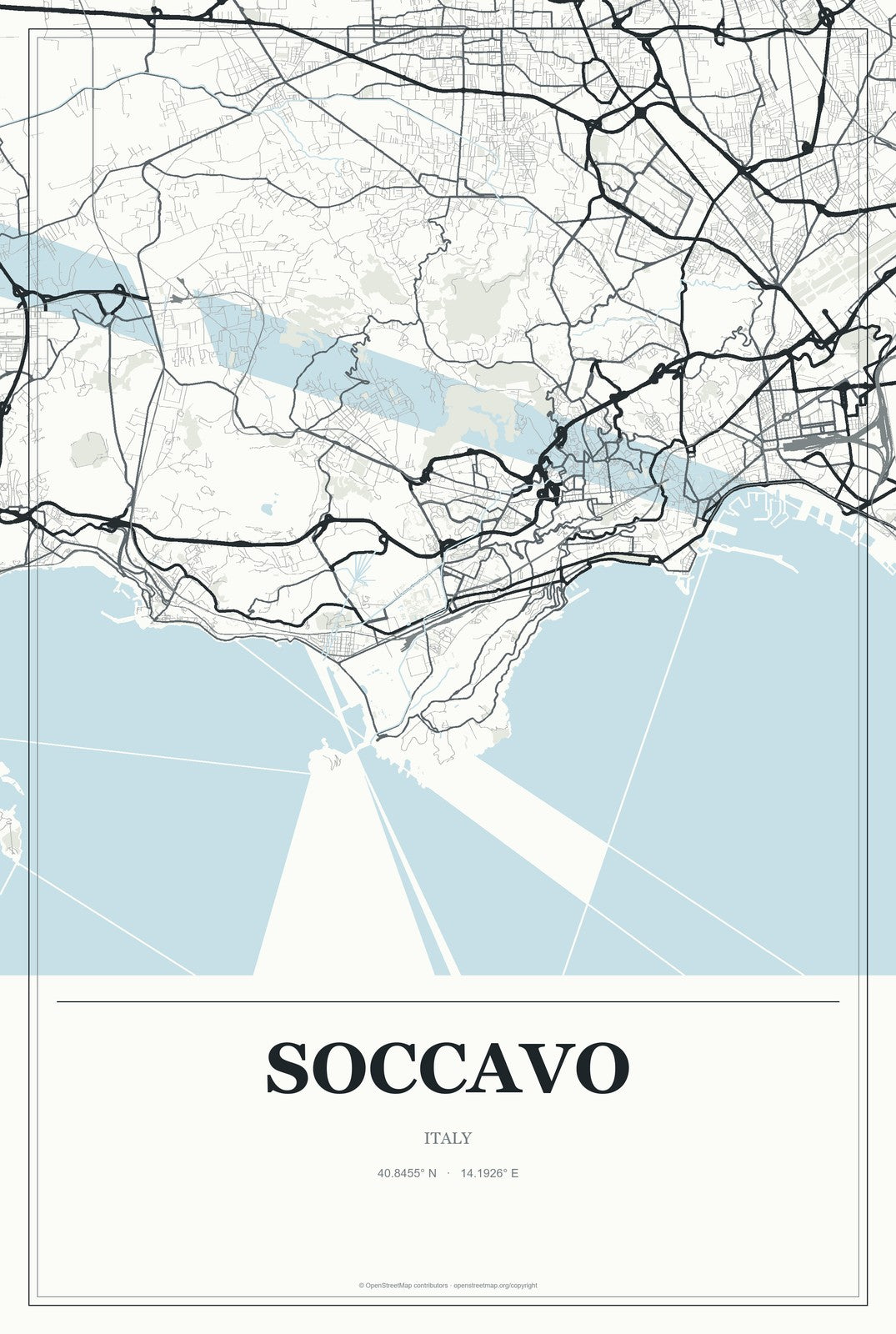 Soccavo, Italy City Map Aluminum Sign in Gallery Air style