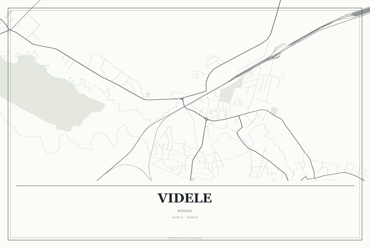 Videle, Romania City Map Aluminum Sign in Gallery Air style