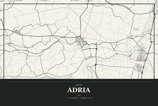 Adria, Italy City Map Aluminum Sign in Museum Plaque style