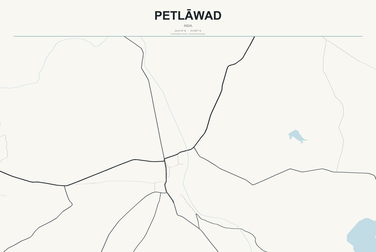 Petlāwad, India City Map Aluminum Sign in Headline Atlas style