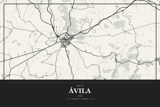 Ávila, Spain City Map Aluminum Sign in Museum Plaque style