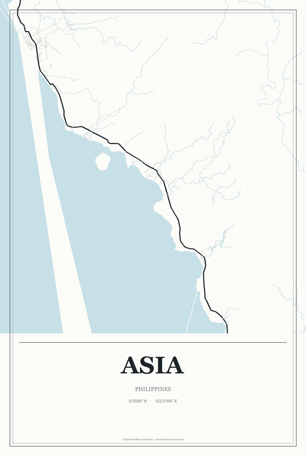 Asia, Philippines City Map Aluminum Sign in Gallery Air style