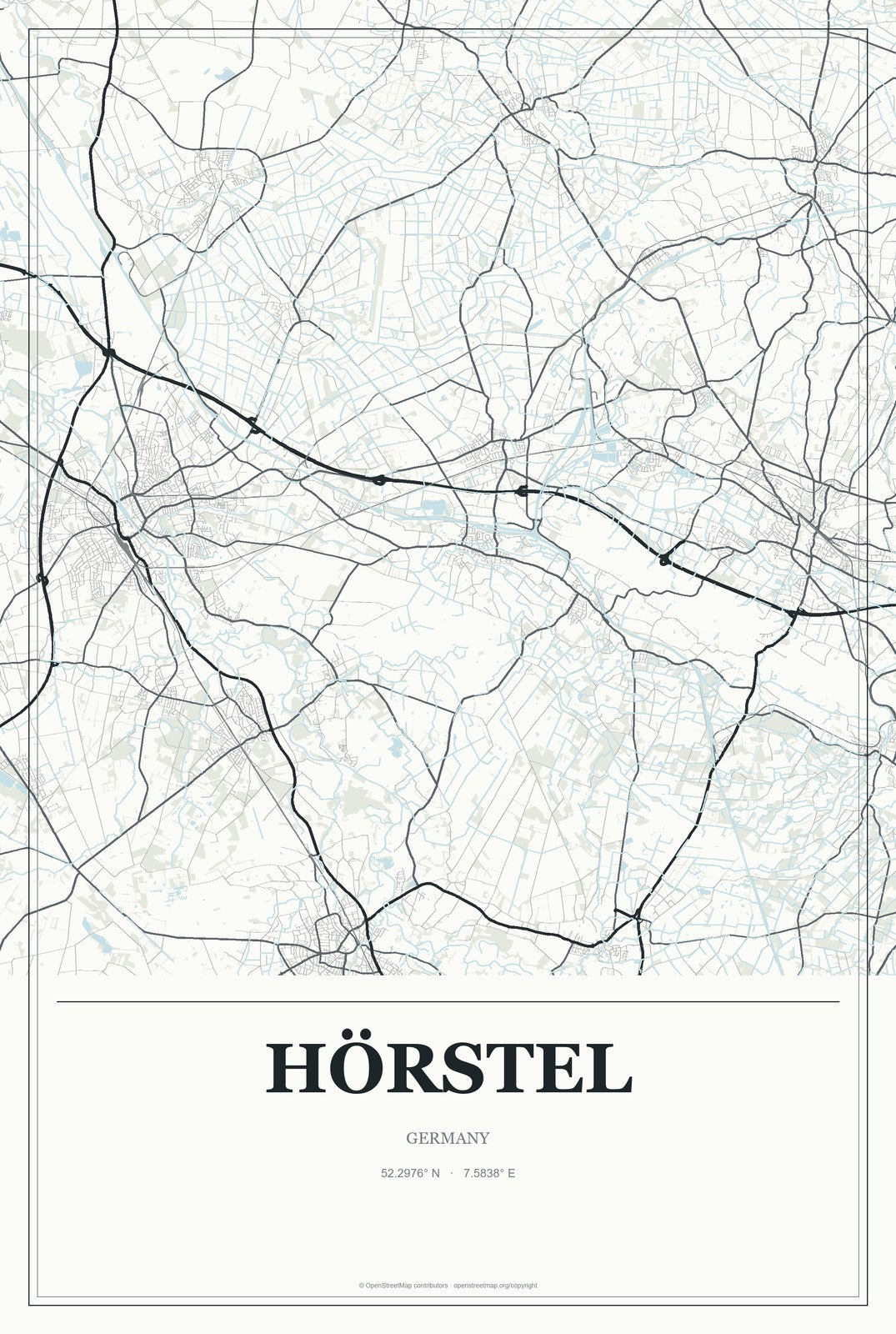 Hörstel, Germany City Map Aluminum Sign in Gallery Air style