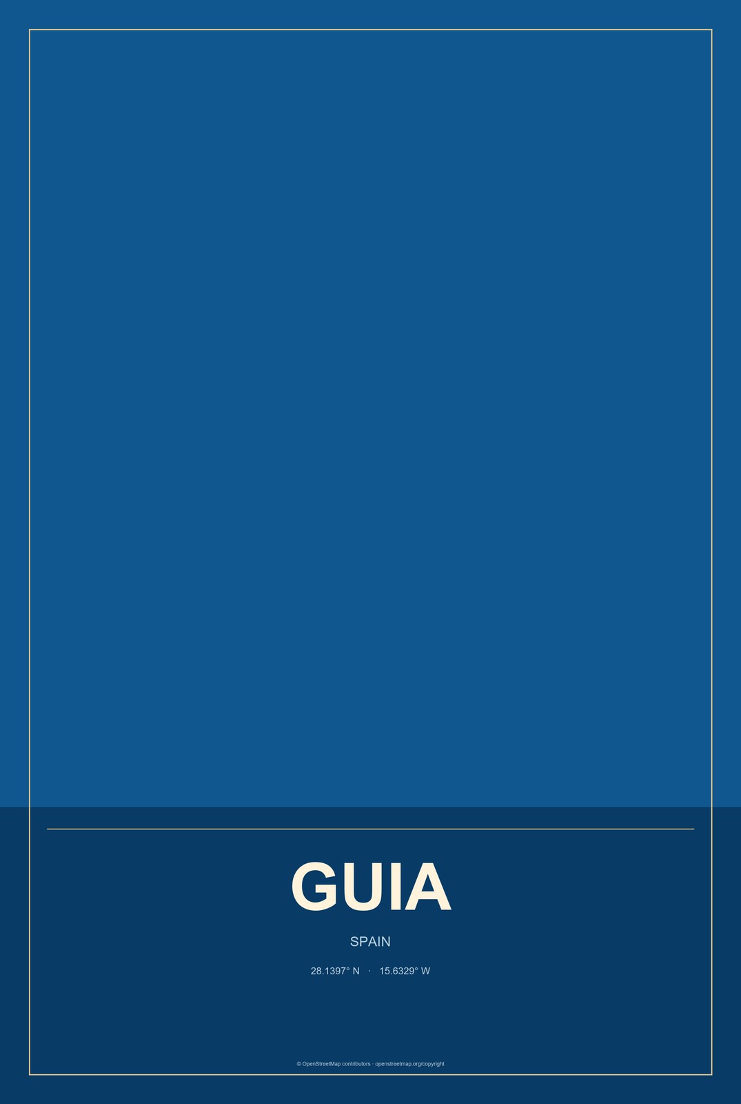 Guia, Spain City Map Aluminum Sign in Harbor Cobalt style