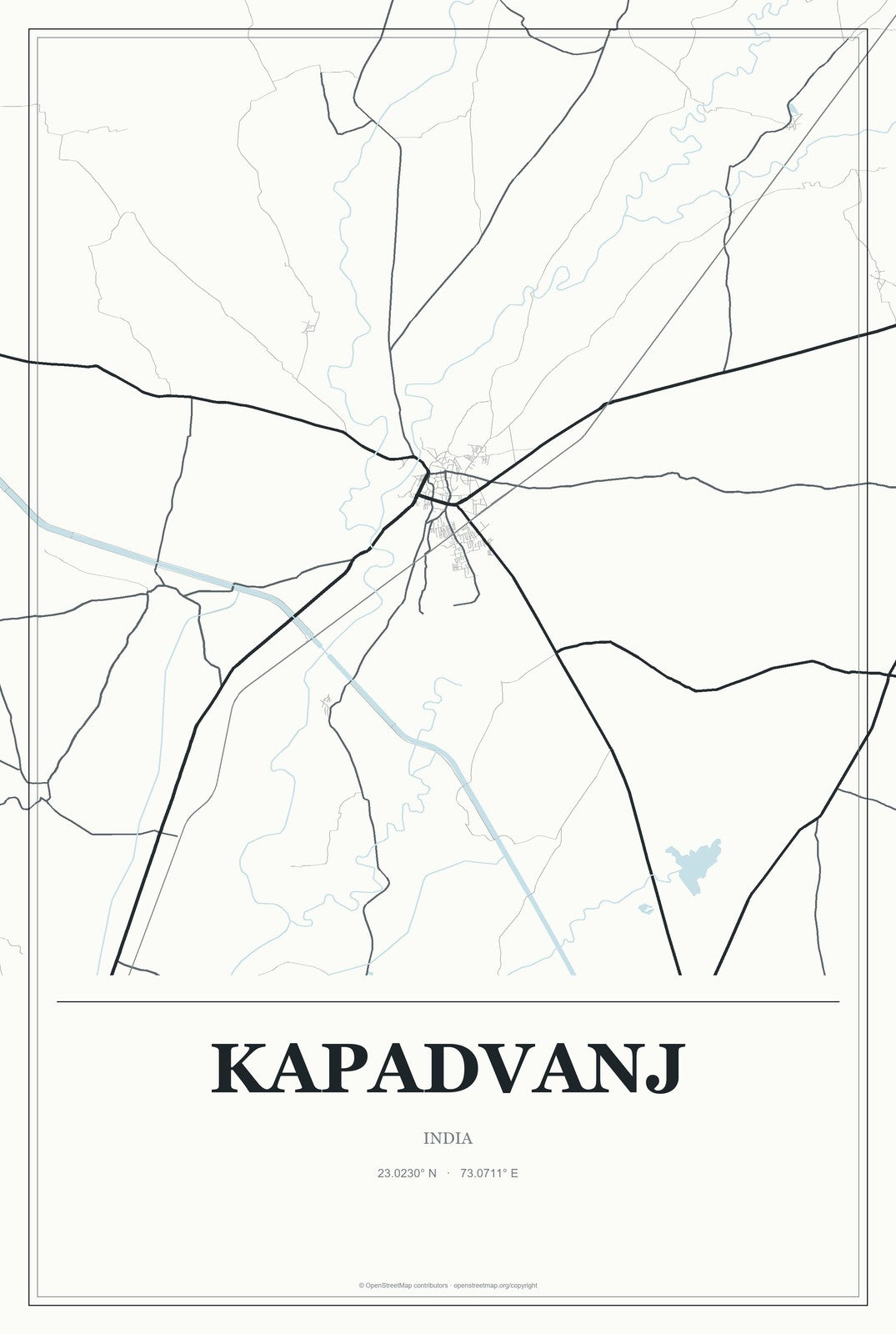 Kapadvanj, India City Map Aluminum Sign in Gallery Air style
