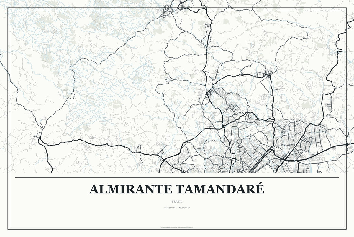Almirante Tamandaré, Brazil City Map Aluminum Sign in Gallery Air style