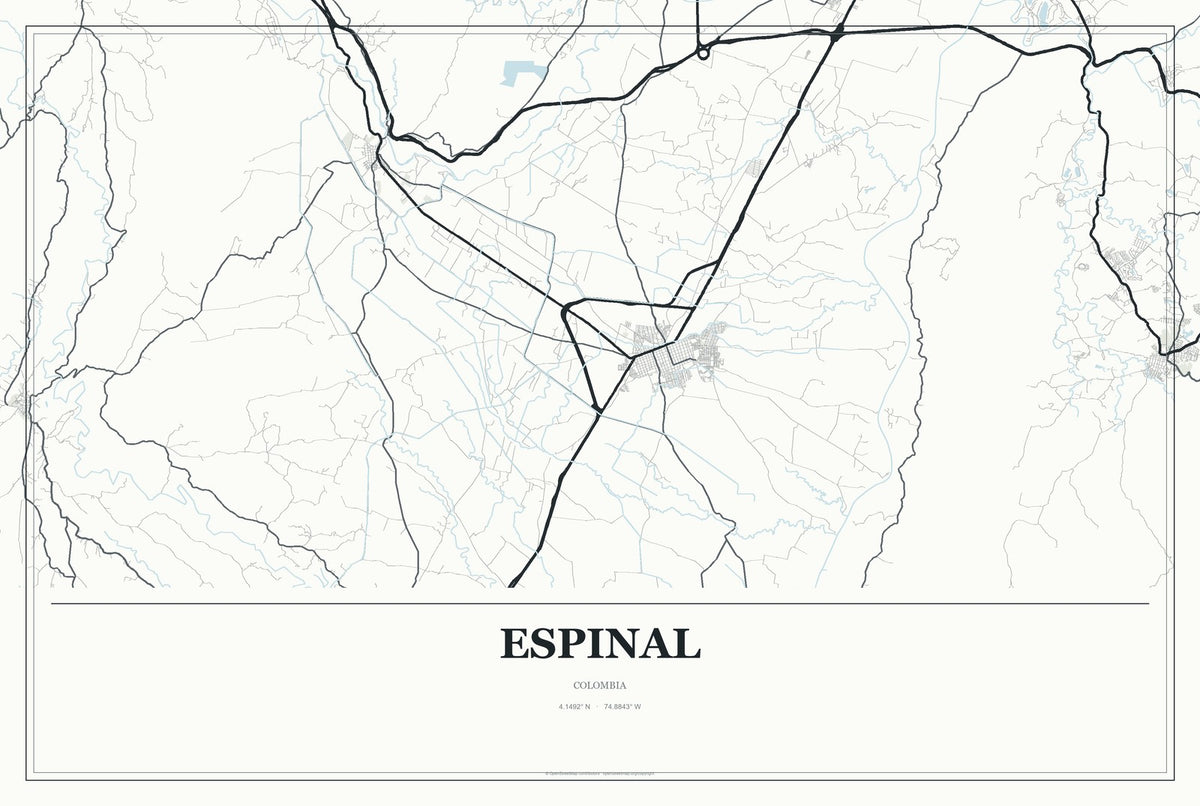 Espinal, Colombia City Map Aluminum Sign in Gallery Air style