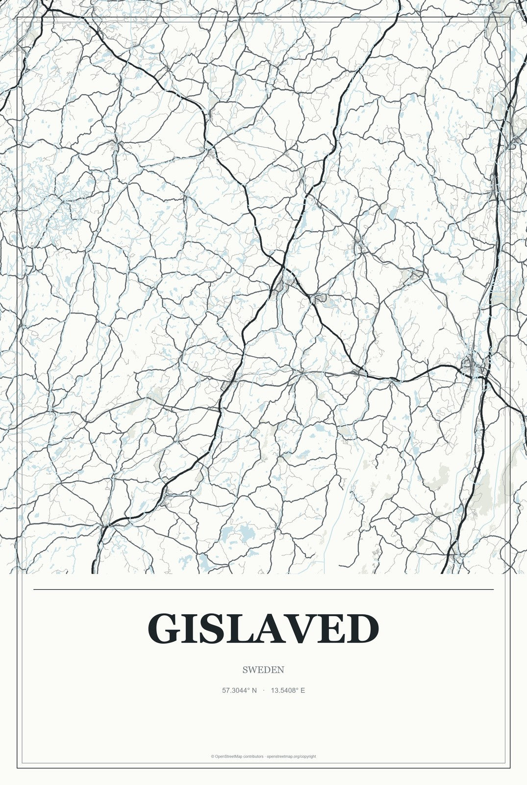 Gislaved, Sweden City Map Aluminum Sign in Gallery Air style