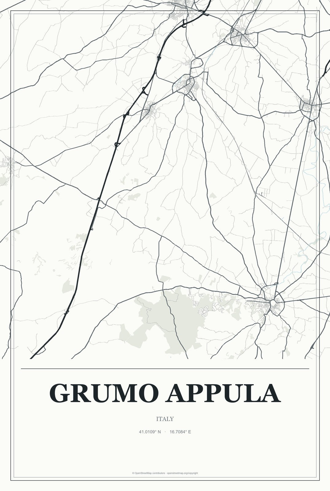 Grumo Appula, Italy City Map Aluminum Sign in Gallery Air style