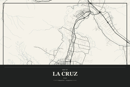 La Cruz, Chile City Map Aluminum Sign in Museum Plaque style