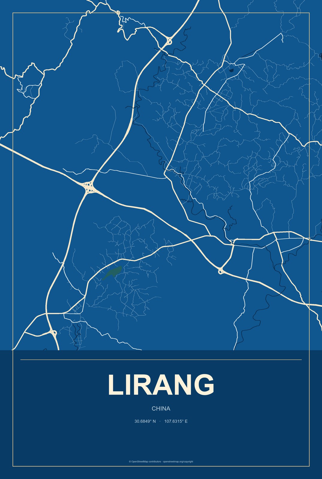 Lirang, China City Map Aluminum Sign in Harbor Cobalt style