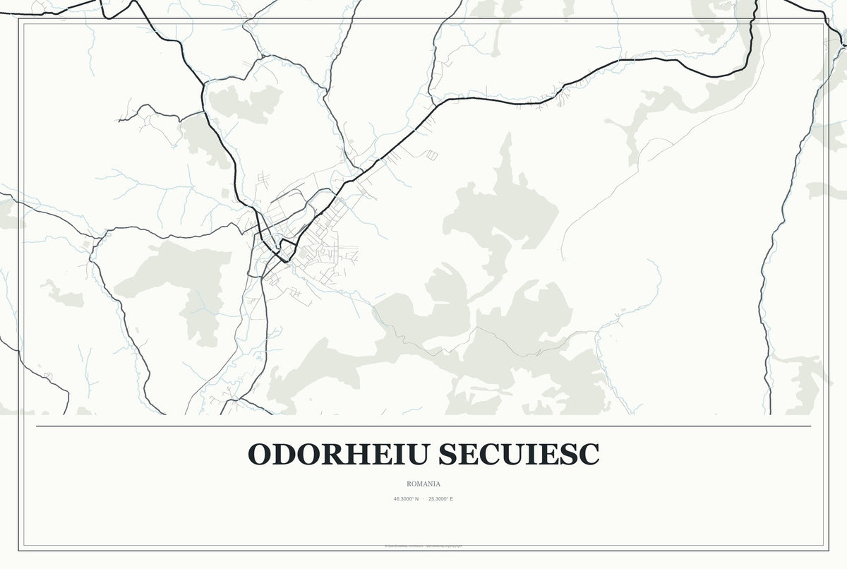Odorheiu Secuiesc, Romania City Map Aluminum Sign in Gallery Air style