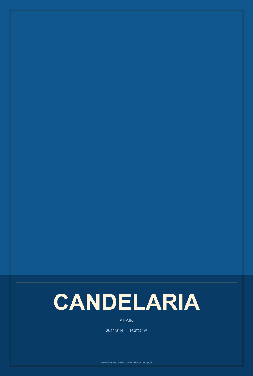 Candelaria, Spain City Map Aluminum Sign in Harbor Cobalt style