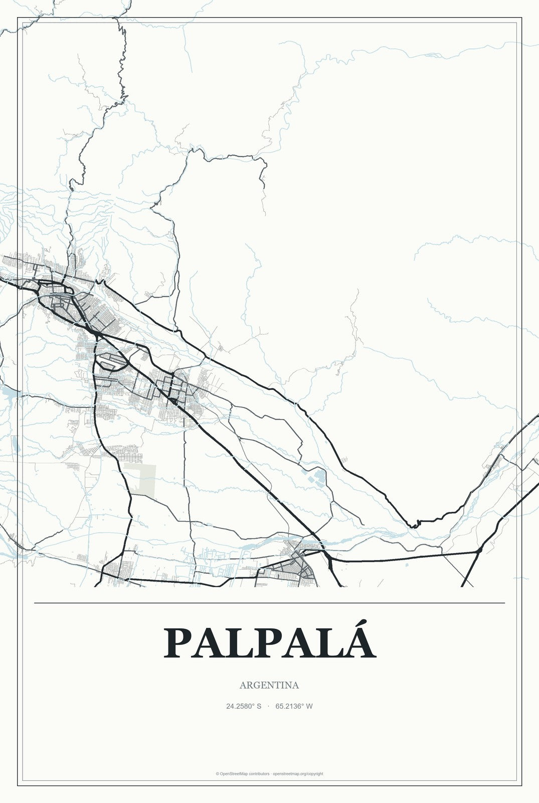Palpalá, Argentina City Map Aluminum Sign in Gallery Air style