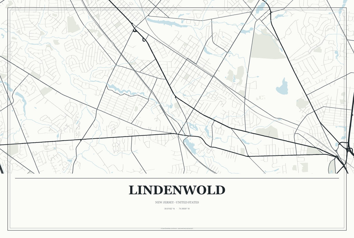 Lindenwold, New Jersey City Map Aluminum Sign in Gallery Air style