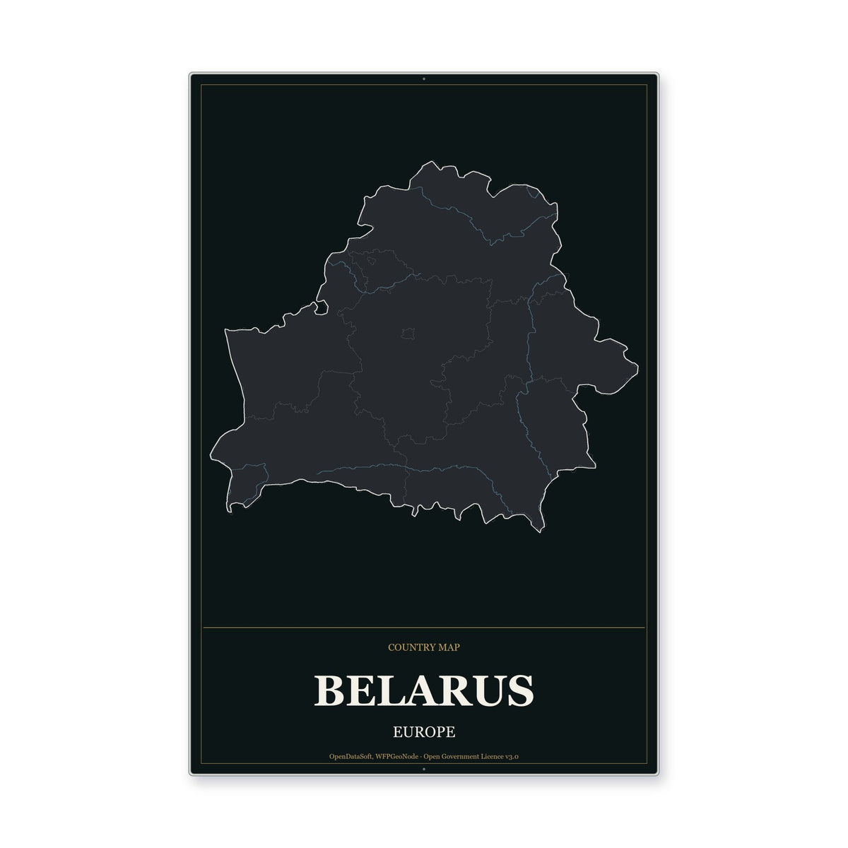 Belarus Country Map Aluminum Sign in Metropolitan Noir style