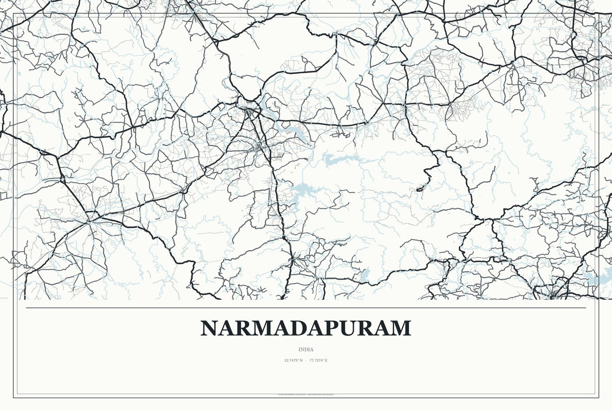 Narmadapuram, India City Map Aluminum Sign in Gallery Air style