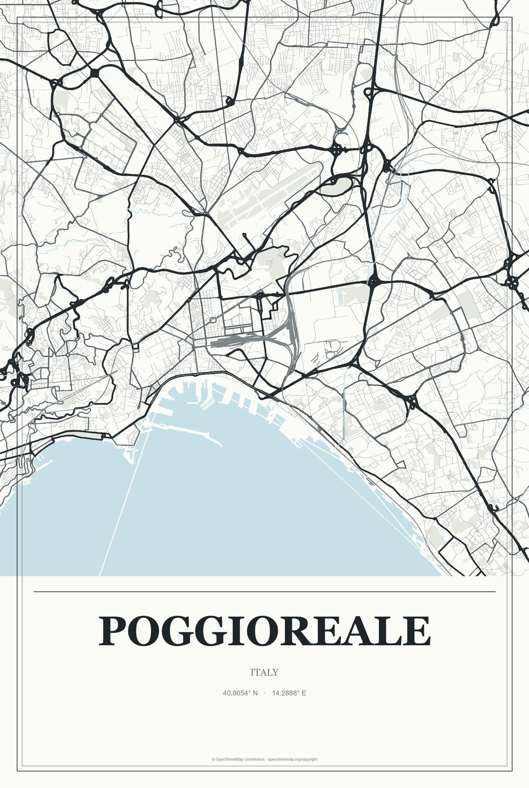Poggioreale, Italy City Map Aluminum Sign in Gallery Air style