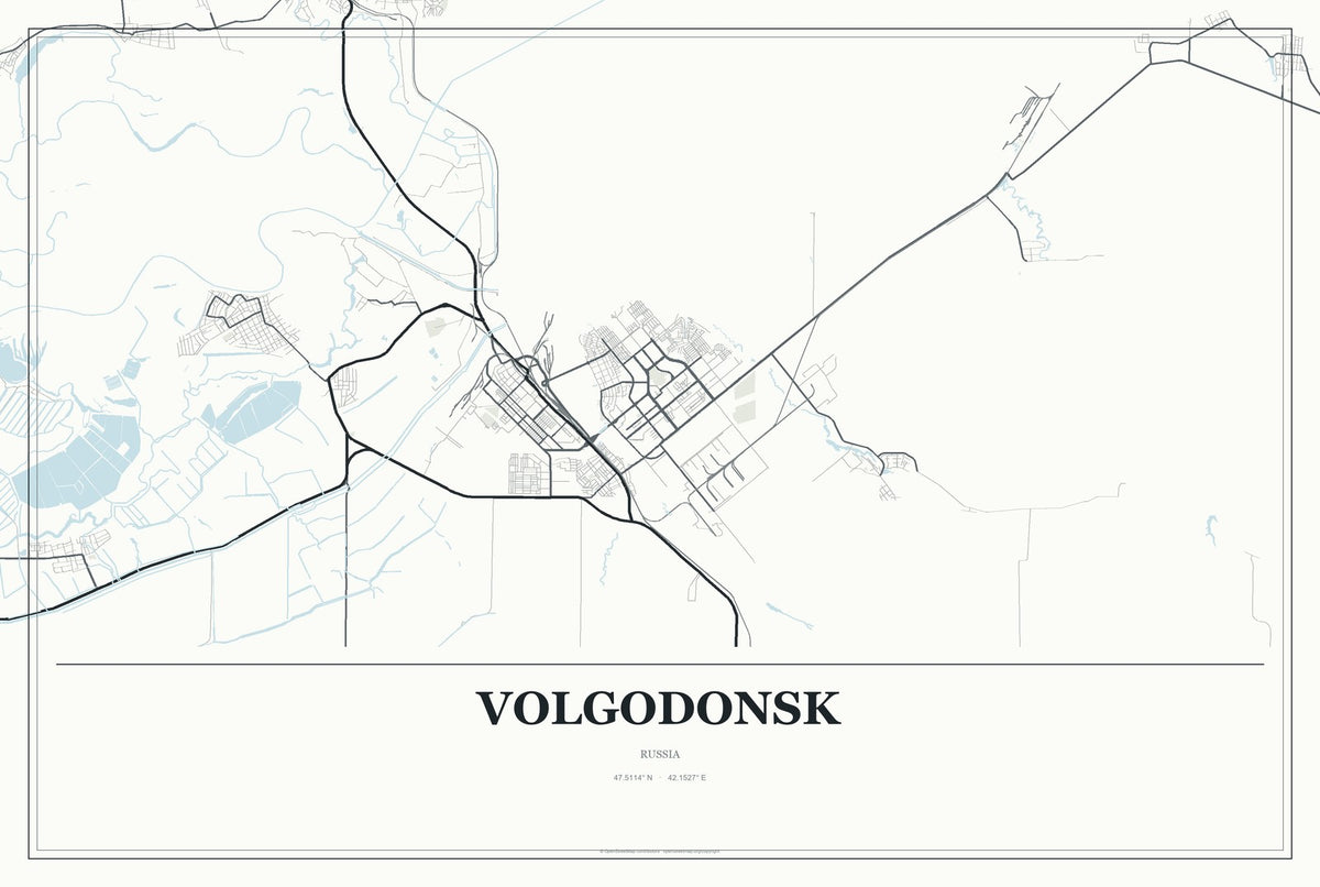 Volgodonsk, Russia City Map Aluminum Sign in Gallery Air style