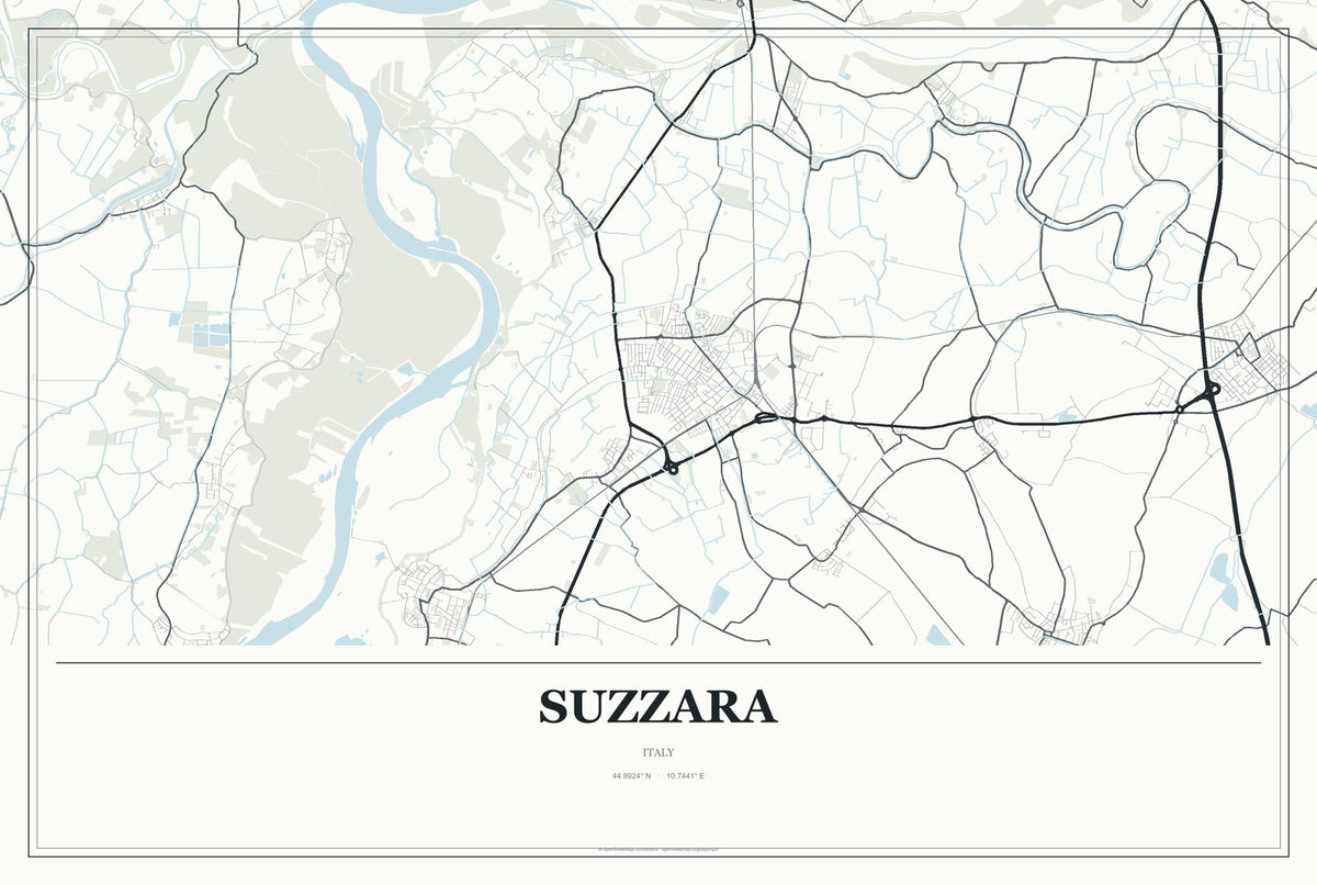 Suzzara, Italy City Map Aluminum Sign in Gallery Air style