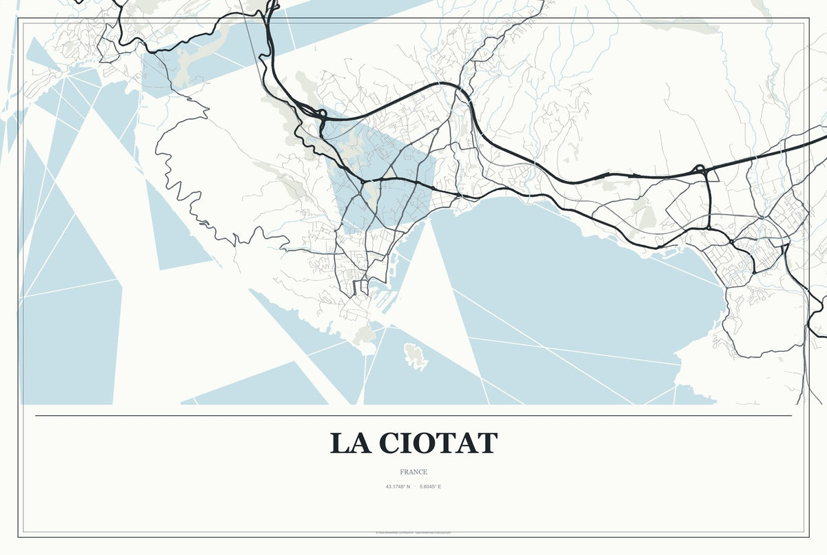 La Ciotat, France City Map Aluminum Sign in Gallery Air style