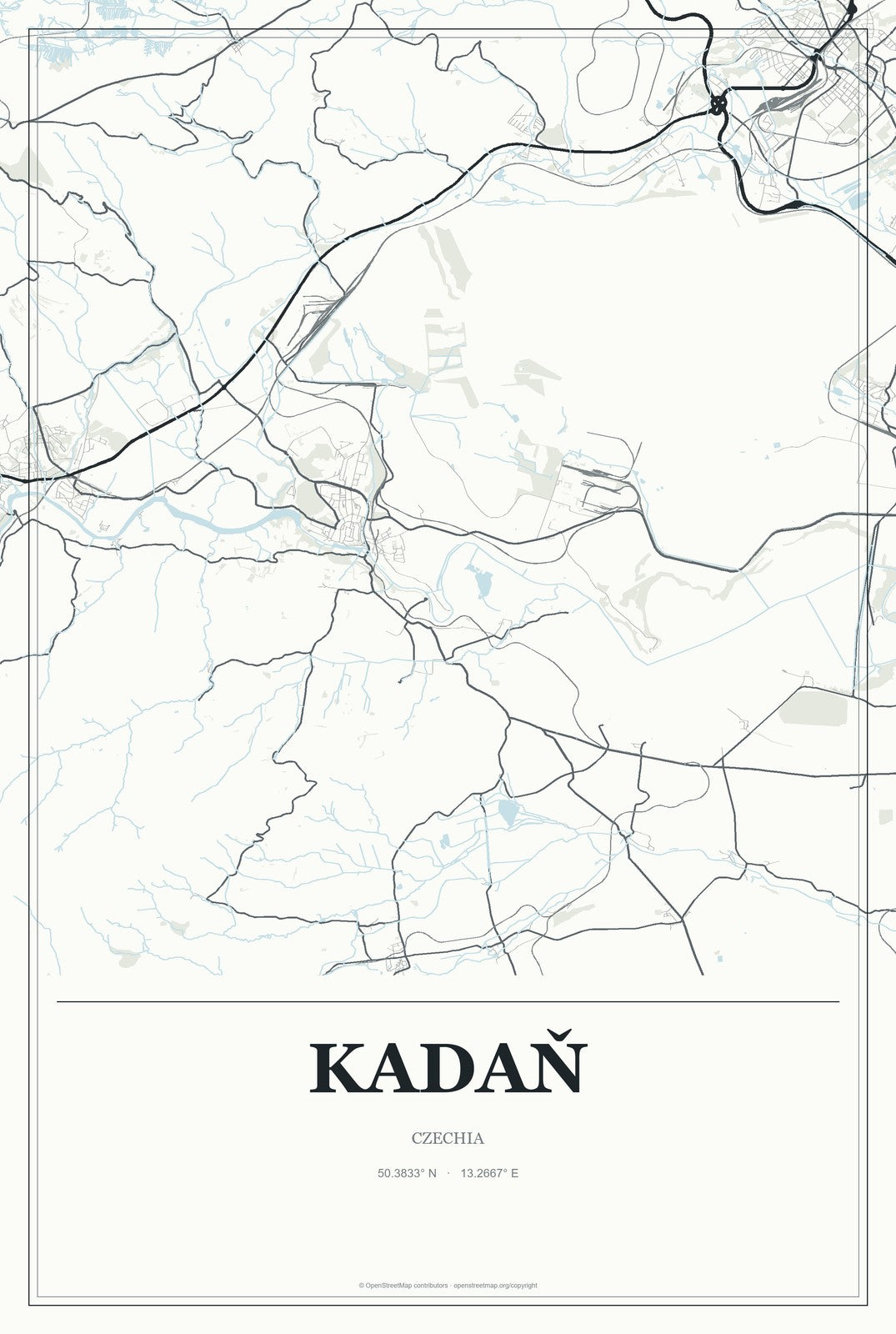 Kadaň, Czechia City Map Aluminum Sign in Gallery Air style